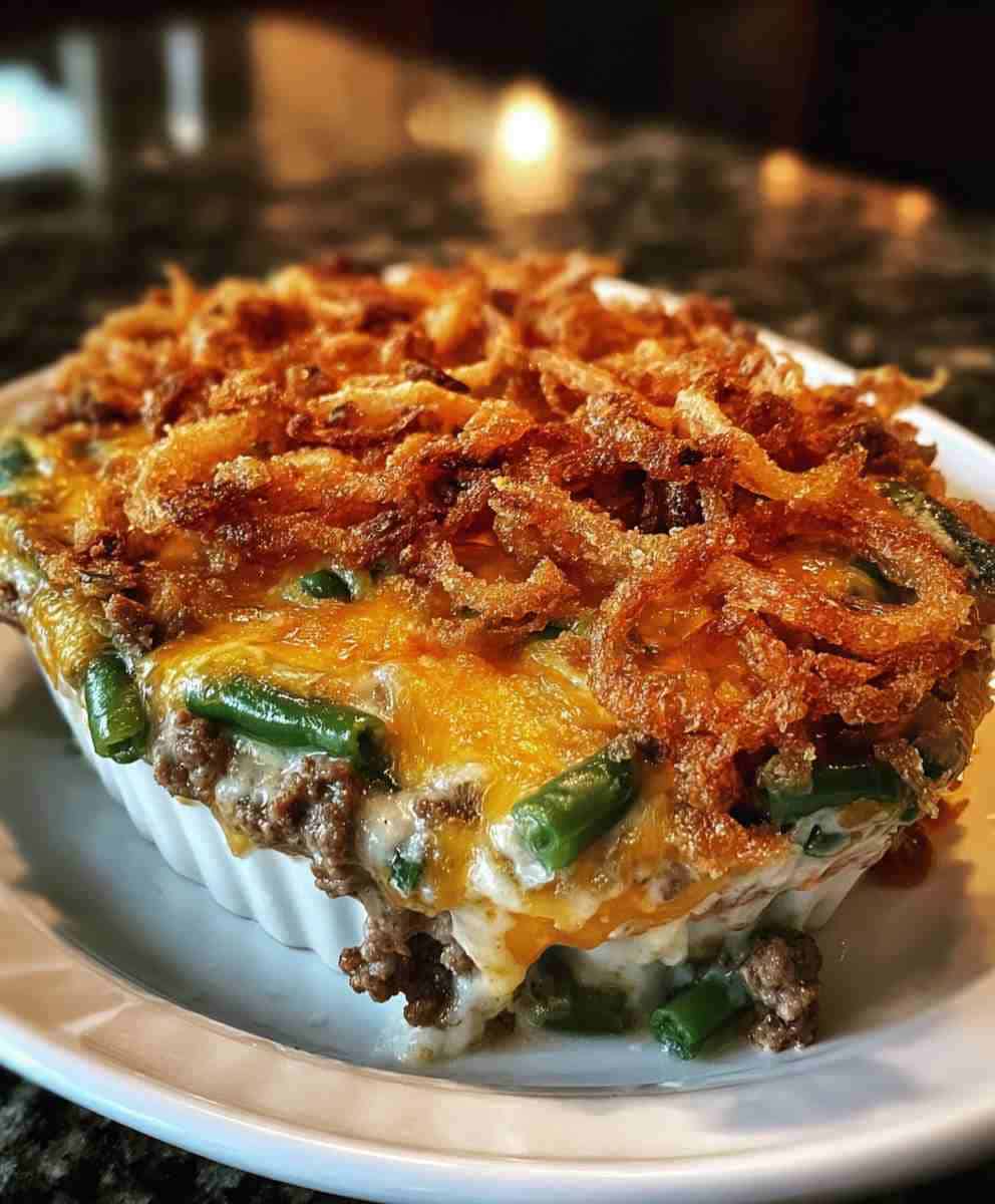 Hamburger Green Bean Casserole Recipe  Easy Dinner Idea