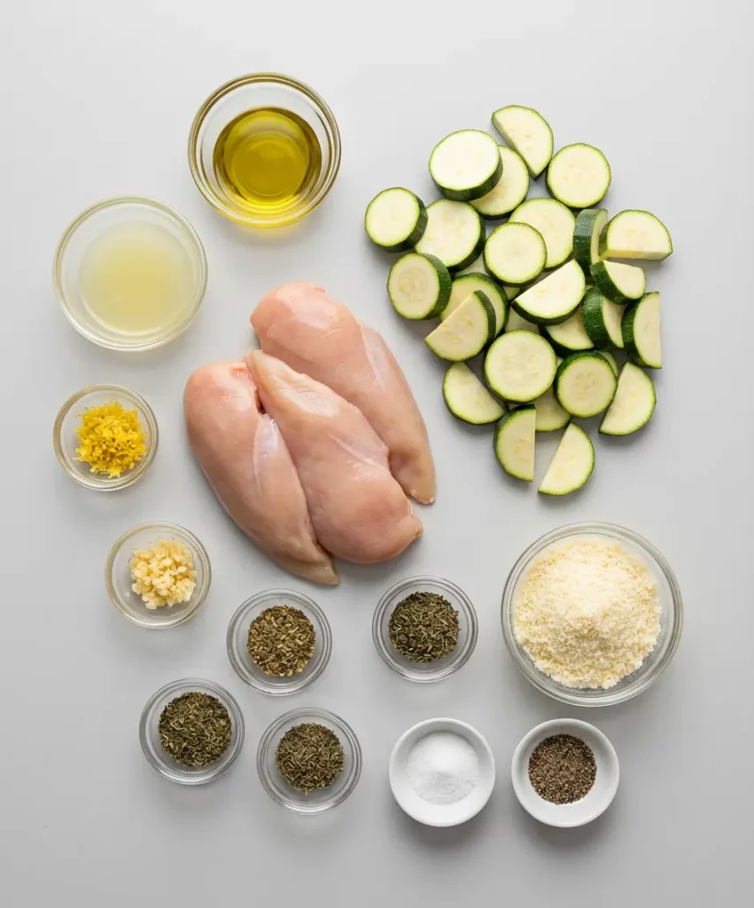 Loaded Chicken Zucchini Bake ingredients
