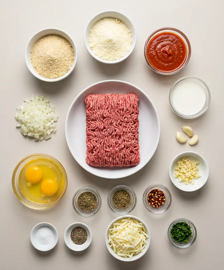 Mozzarella Stuffed Italian Meatloaf Cheesy Comfort Dinner ingredients