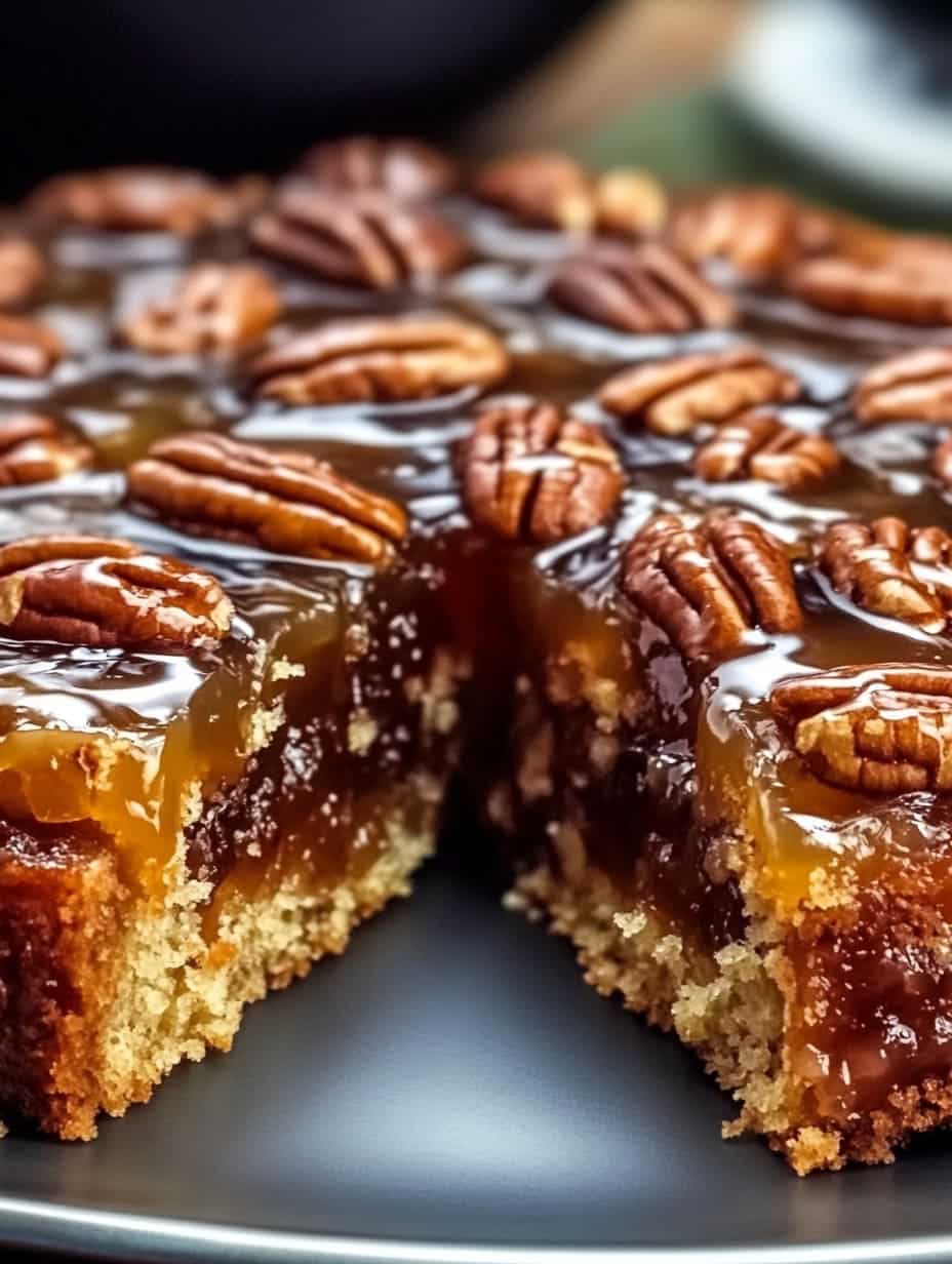 Pecan Upside Down Cake Recipe | Buttery Caramel Dessert