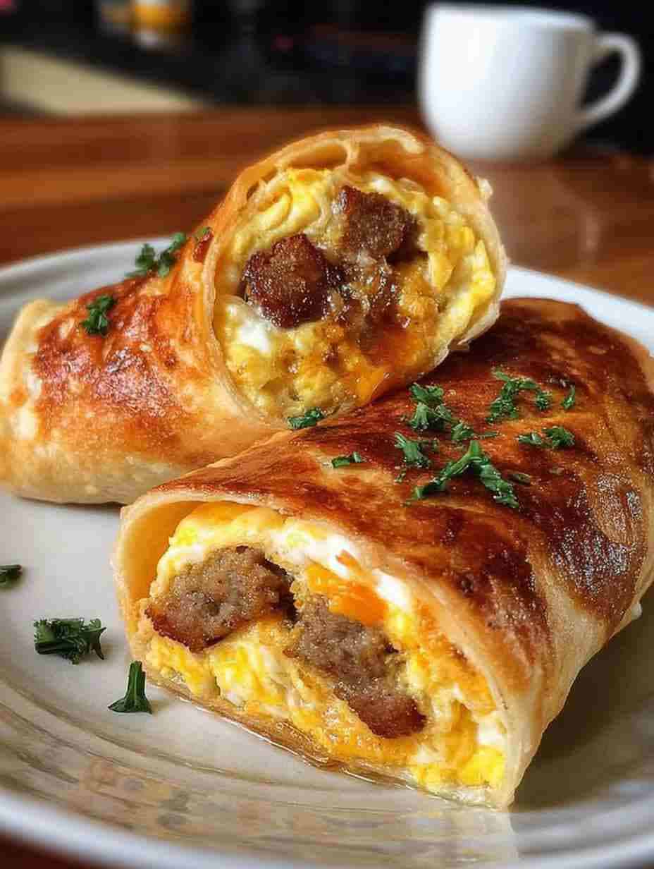 Sausage Egg Cheese Roll Up Easy Breakfast Recipe