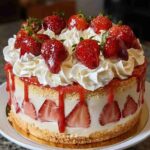 Strawberries and Cream Cheesecake Cake Recipe