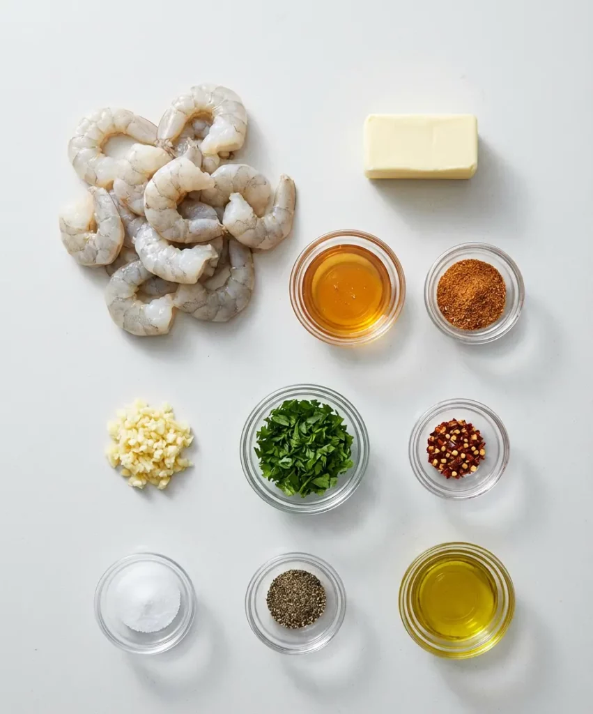 Sweet and Savory Honey Butter Old Bay Shrimp ingredients