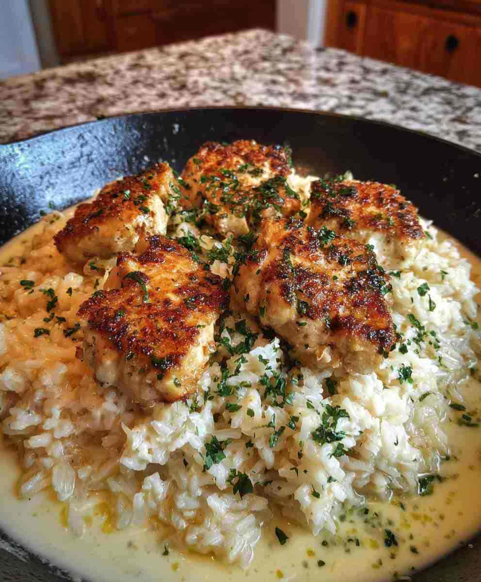 Garlic Parmesan Chicken Rice Skillet