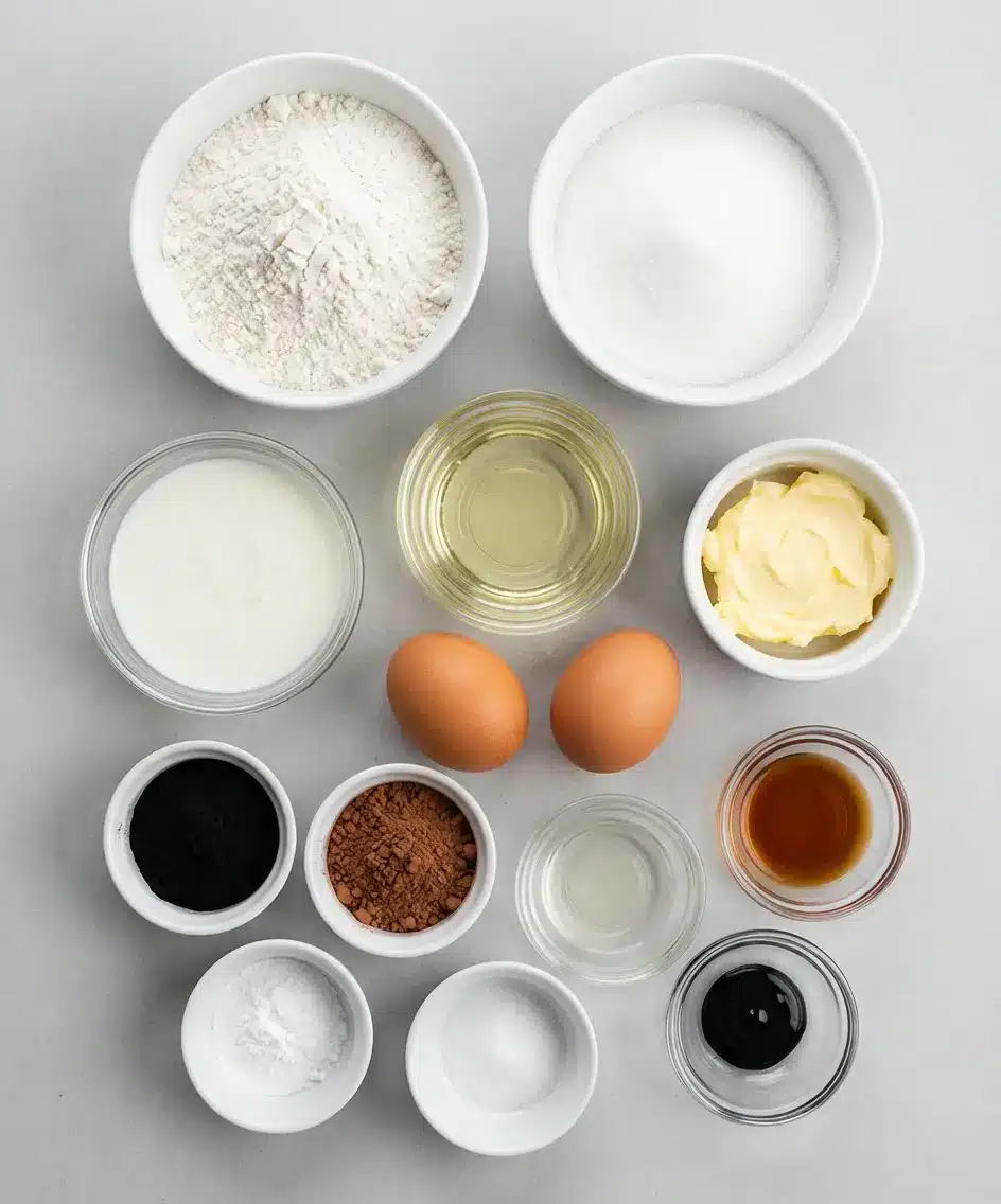 Black Velvet Cake Recipe Moist Dramatic Dessert ingredients