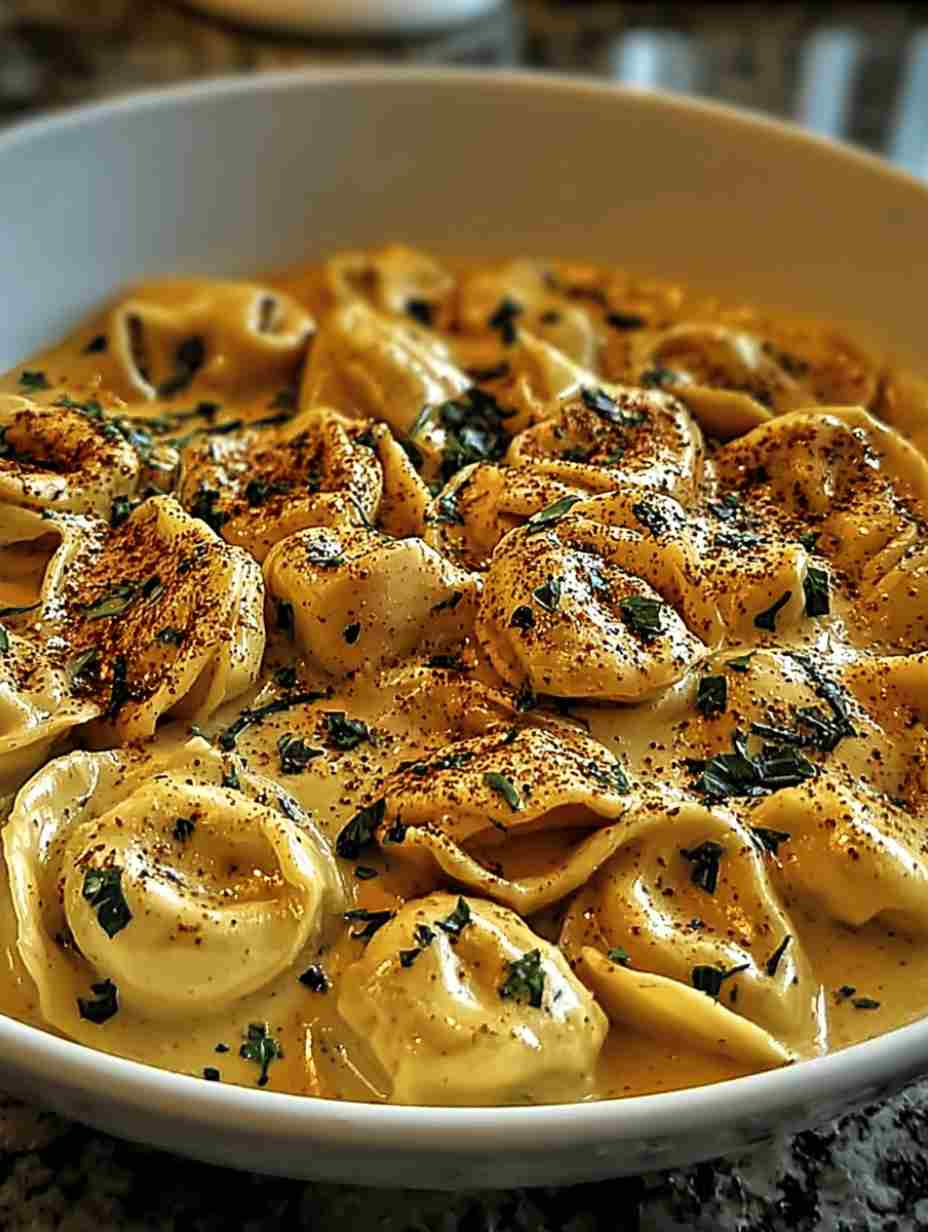 Cajun Chicken Tortellini with Garlic Cream Sauce