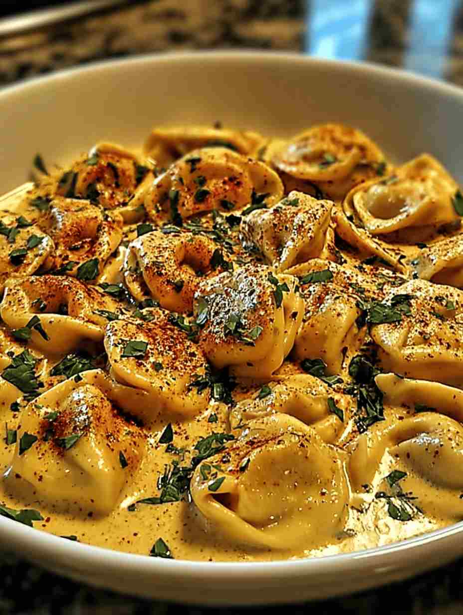 Cajun Chicken Tortellini with Garlic Cream Sauce