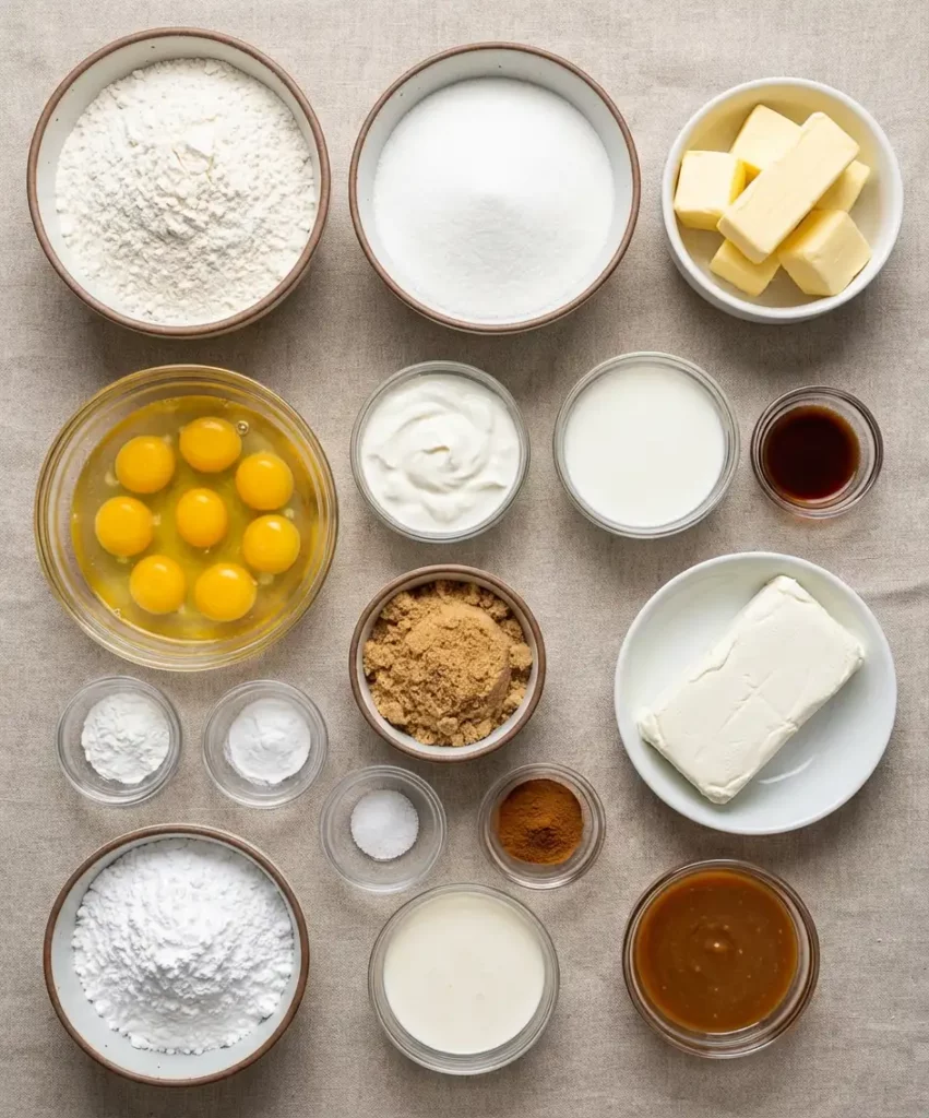 Caramel Cream Cheese Cinnamon Roll Pound Cake ingredients