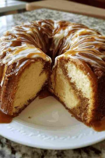 Caramel Cream Cheese Cinnamon Roll Pound Cake