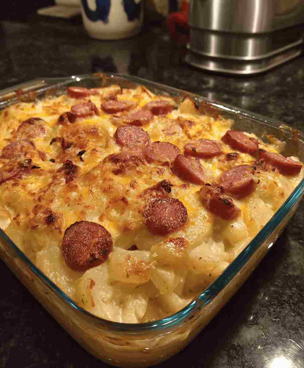 Cheesy Kielbasa Potato Casserole