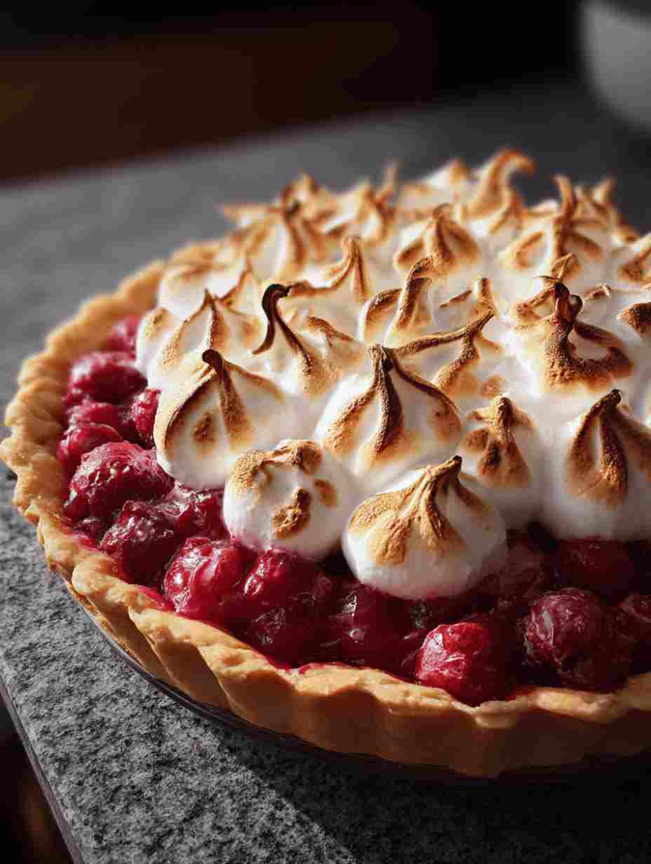 Cranberry Meringue Pie Recipe  Festive Holiday Dessert
