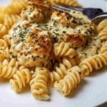 Creamy Garlic Parmesan Chicken with Cheesy Twisted Pasta
