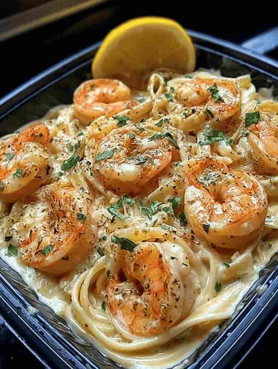 Creamy Garlic Shrimp Alfredo Pasta