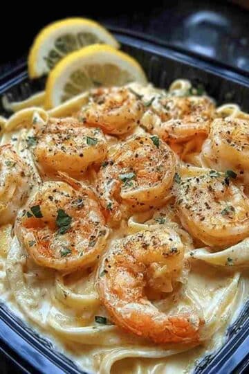 Creamy Garlic Shrimp Alfredo Pasta