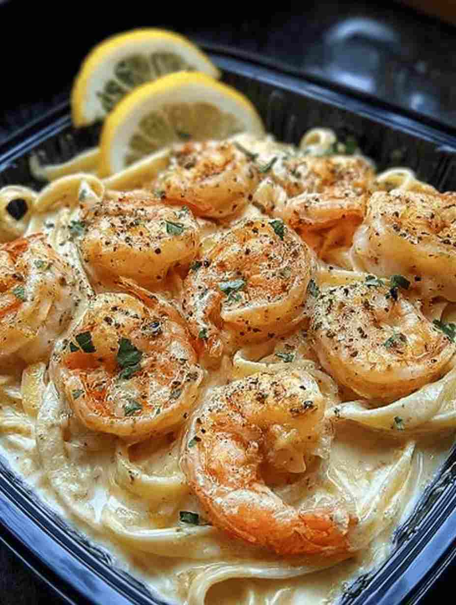 Creamy Garlic Shrimp Alfredo Pasta