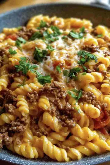Creamy Rotel Pasta with Ground Beef Cheesy Dinner