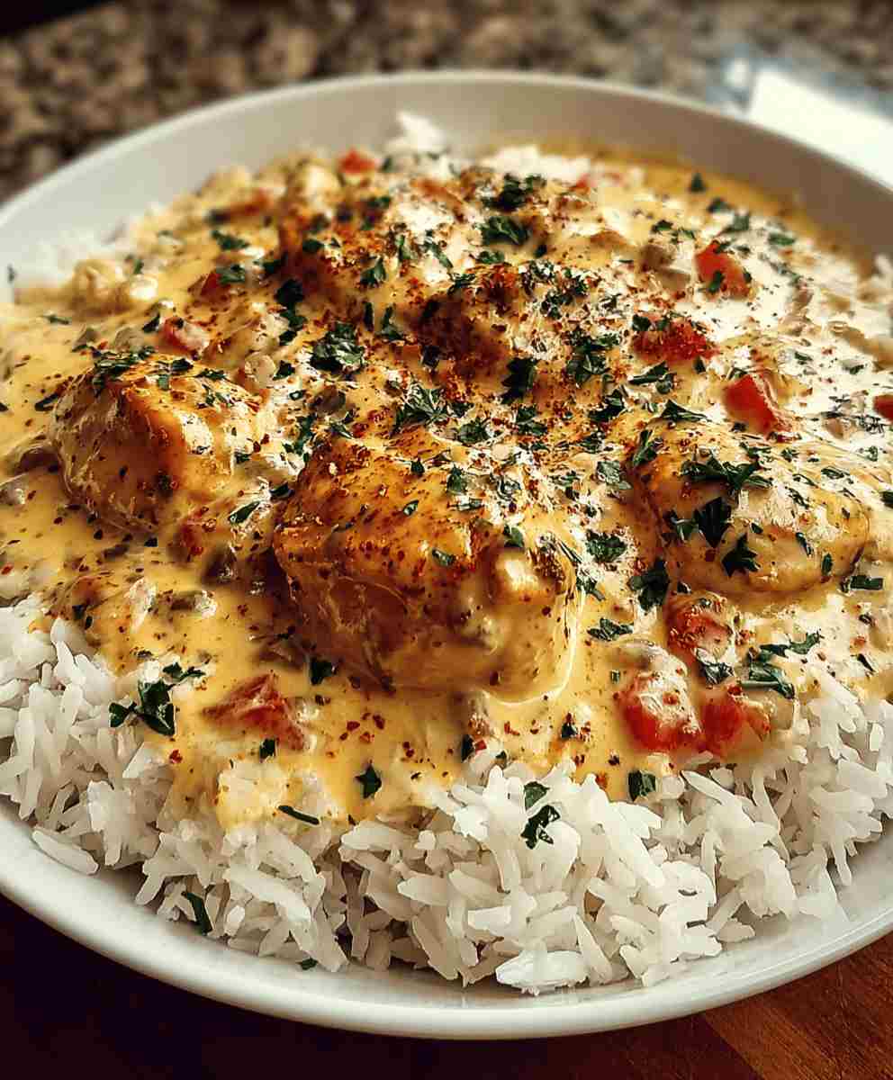 Creamy Smothered Chicken and Rice Comfort Food Dinner