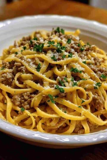 Garlic Butter Beef Linguine
