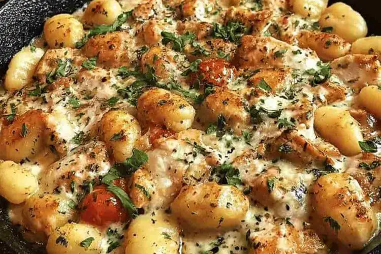 Garlic Chicken Gnocchi Skillet Creamy One Pan Dinner