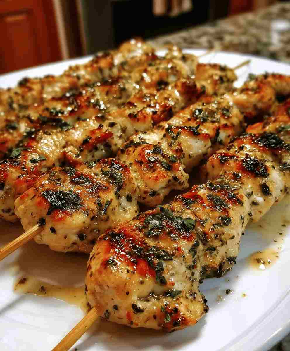 Juicy Ranch Garlic Parmesan Chicken Skewers