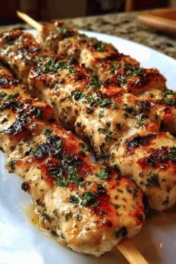 Juicy Ranch Garlic Parmesan Chicken Skewers