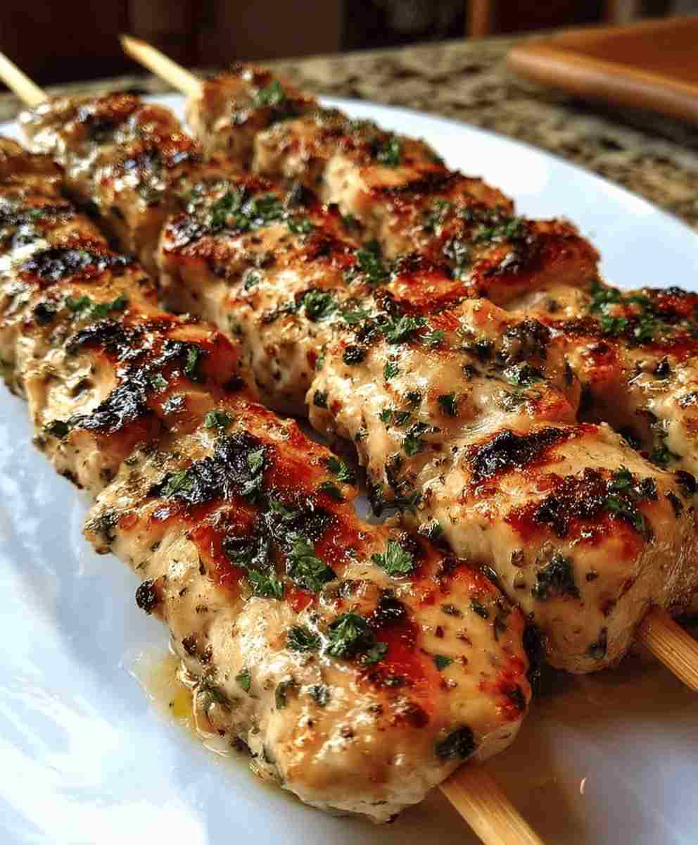 Juicy Ranch Garlic Parmesan Chicken Skewers