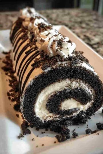 Oreo Cream Chocolate Roll Cake Easy Dessert Recipe