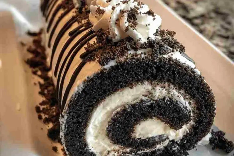 Oreo Cream Chocolate Roll Cake Easy Dessert Recipe