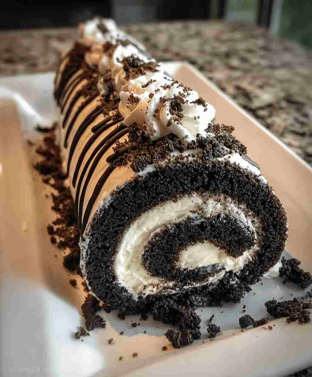 Oreo Cream Chocolate Roll Cake Easy Dessert Recipe