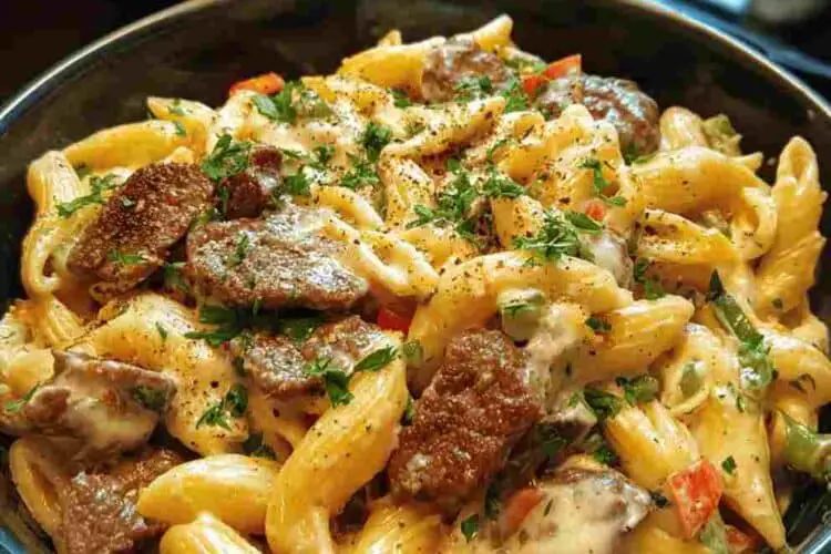 Philly Cheesesteak Pasta Creamy One Pot Recipe