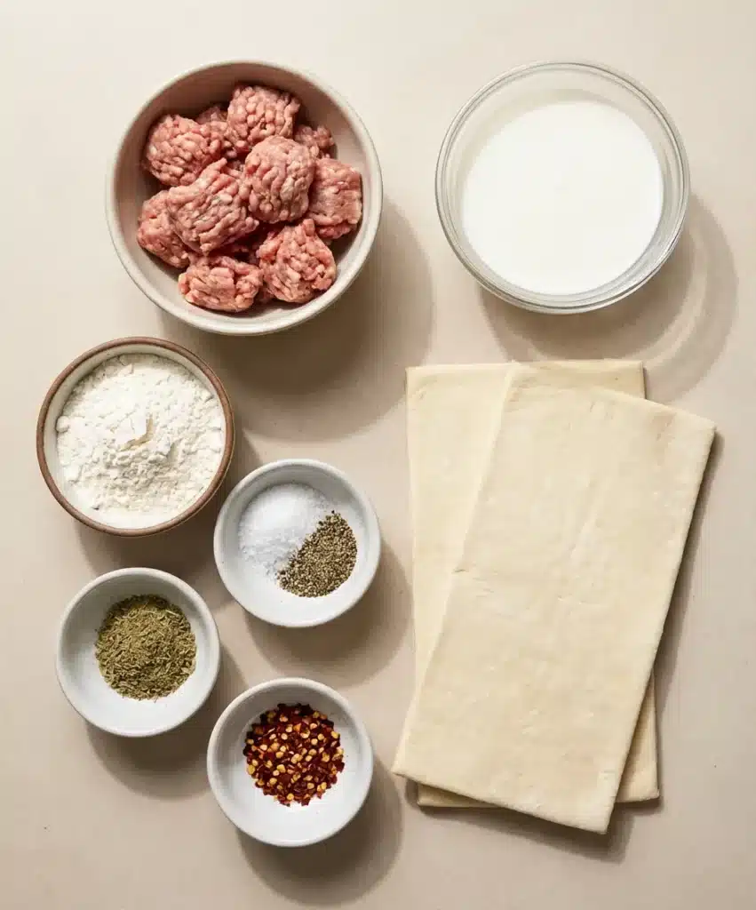 Sausage Gravy Puff Pie Recipe ingredients