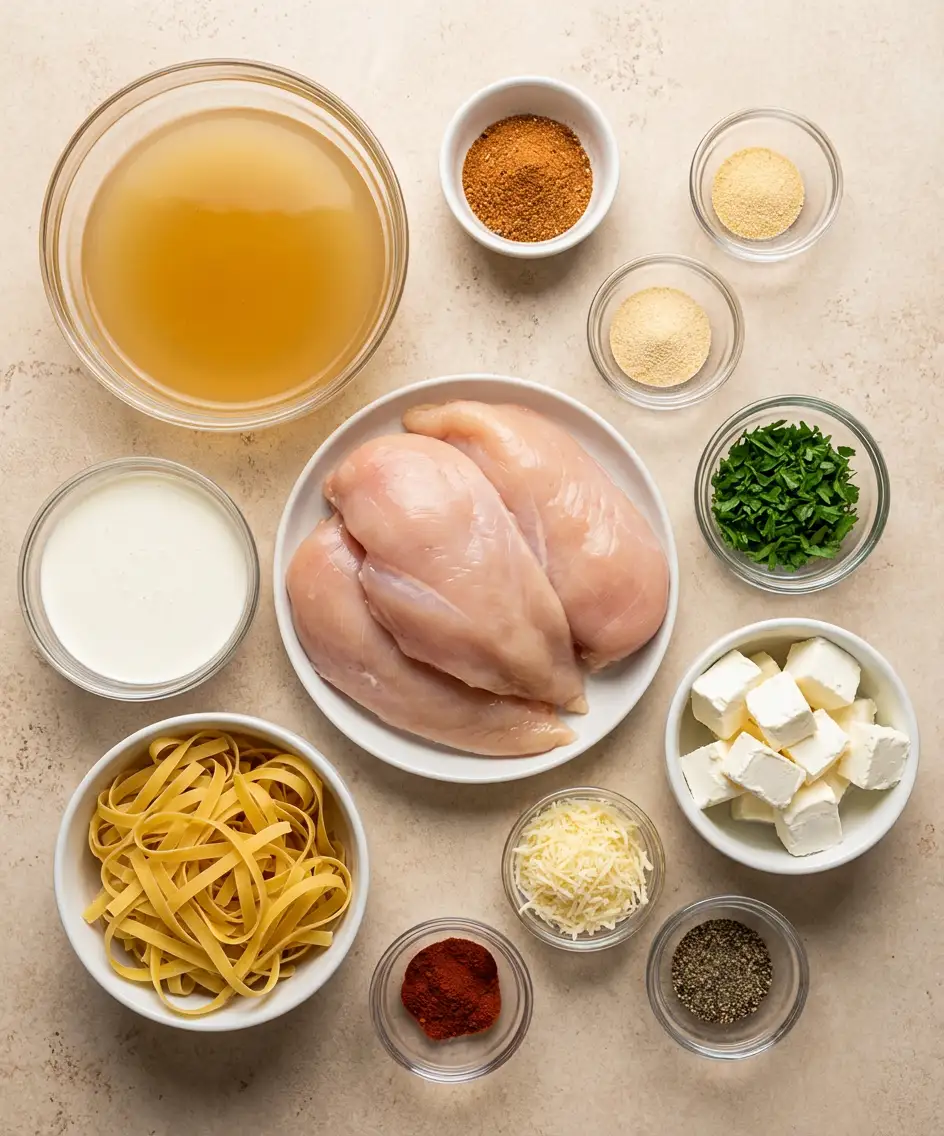 Slow Cooker Cajun Chicken Alfredo ingredients