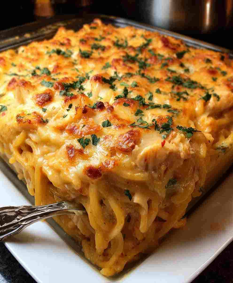 Spicy Southern Chicken Spaghetti Casserole