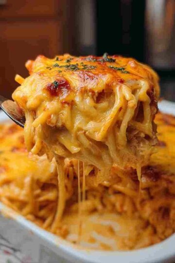 Spicy Southern Chicken Spaghetti Casserole