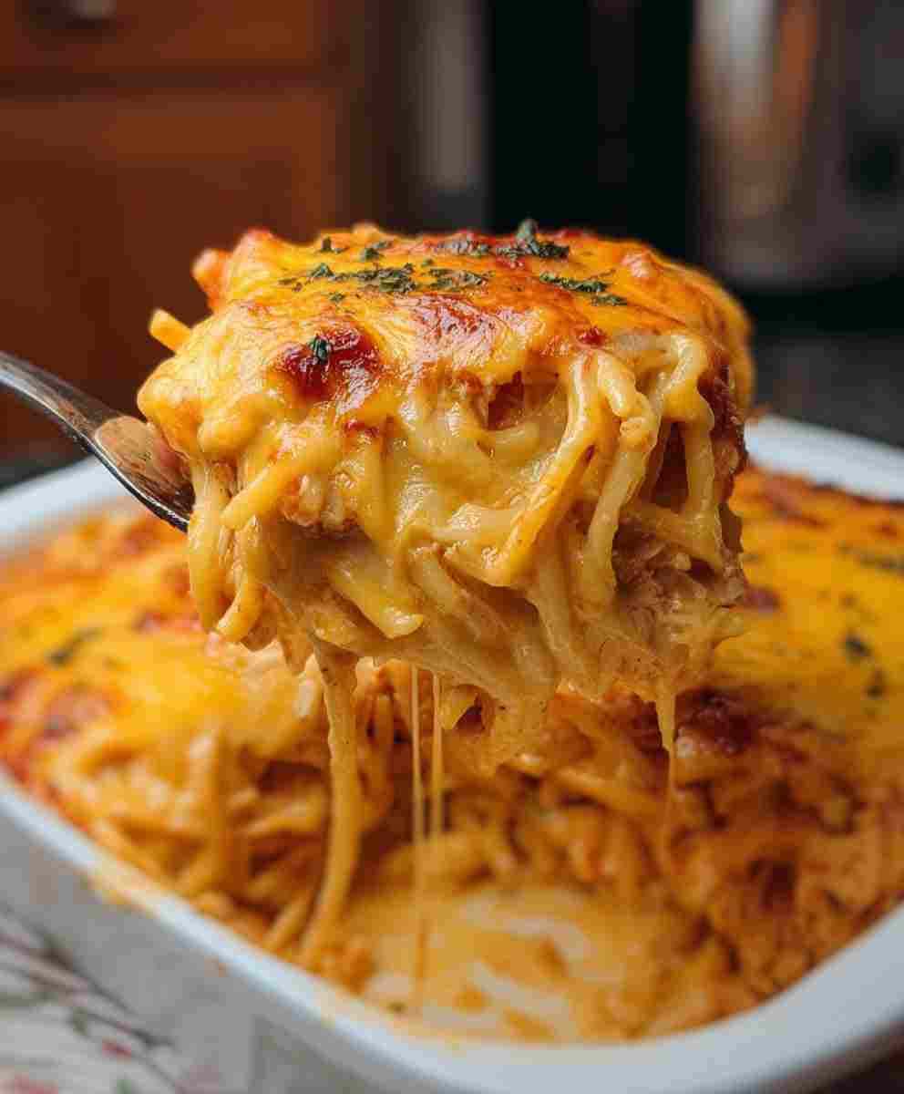 Spicy Southern Chicken Spaghetti Casserole