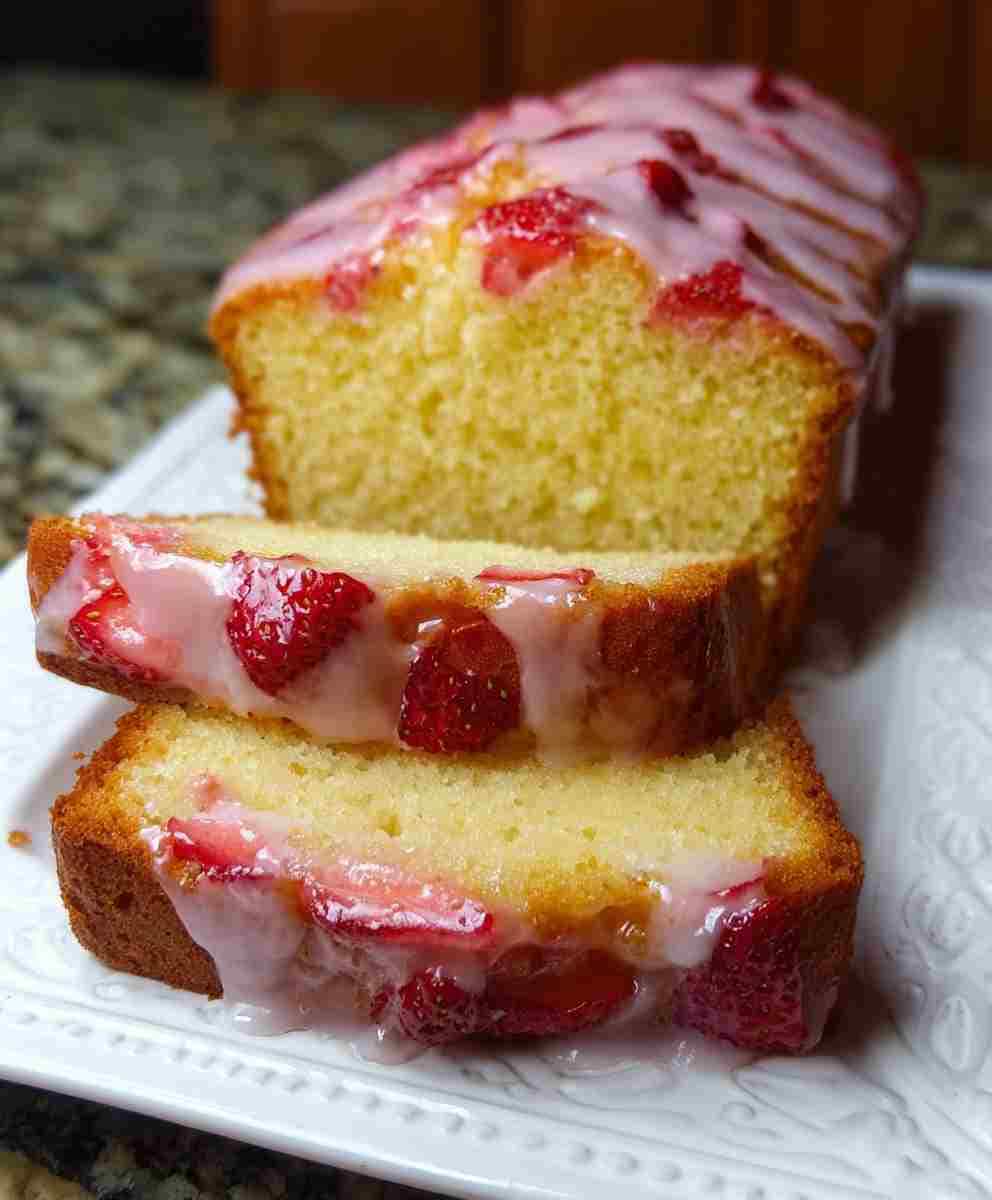 Strawberry Pound Cake with Glaze Moist Easy Recipe