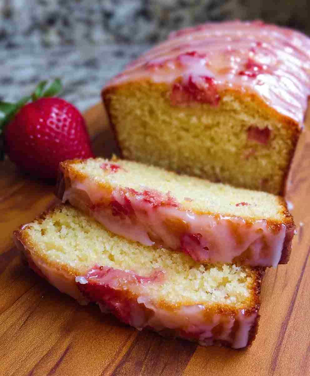 Strawberry Pound Cake with Glaze Moist Easy Recipe