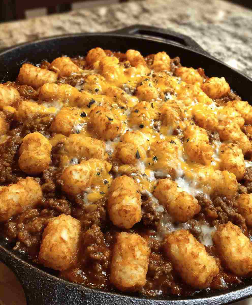 Tater Tot Sloppy Joe Skillet Easy Comfort Food Recipe