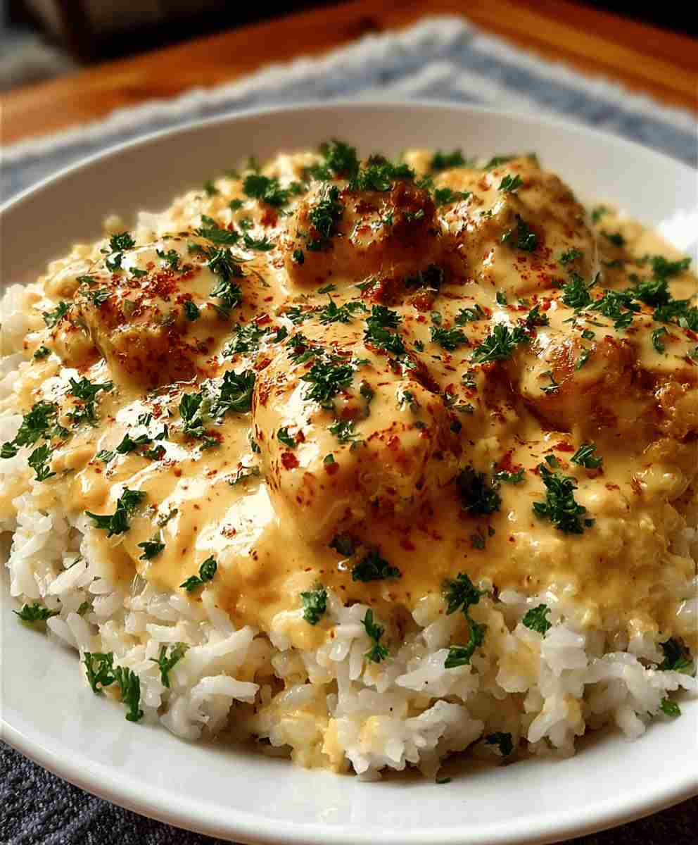 Creamy Smothered Chicken and Rice Comfort Food Dinner