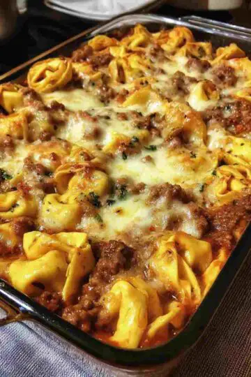 Beef and Cheese Tortellini Bake