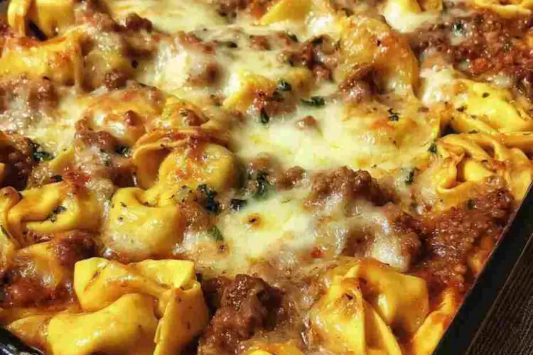 Beef and Cheese Tortellini Bake