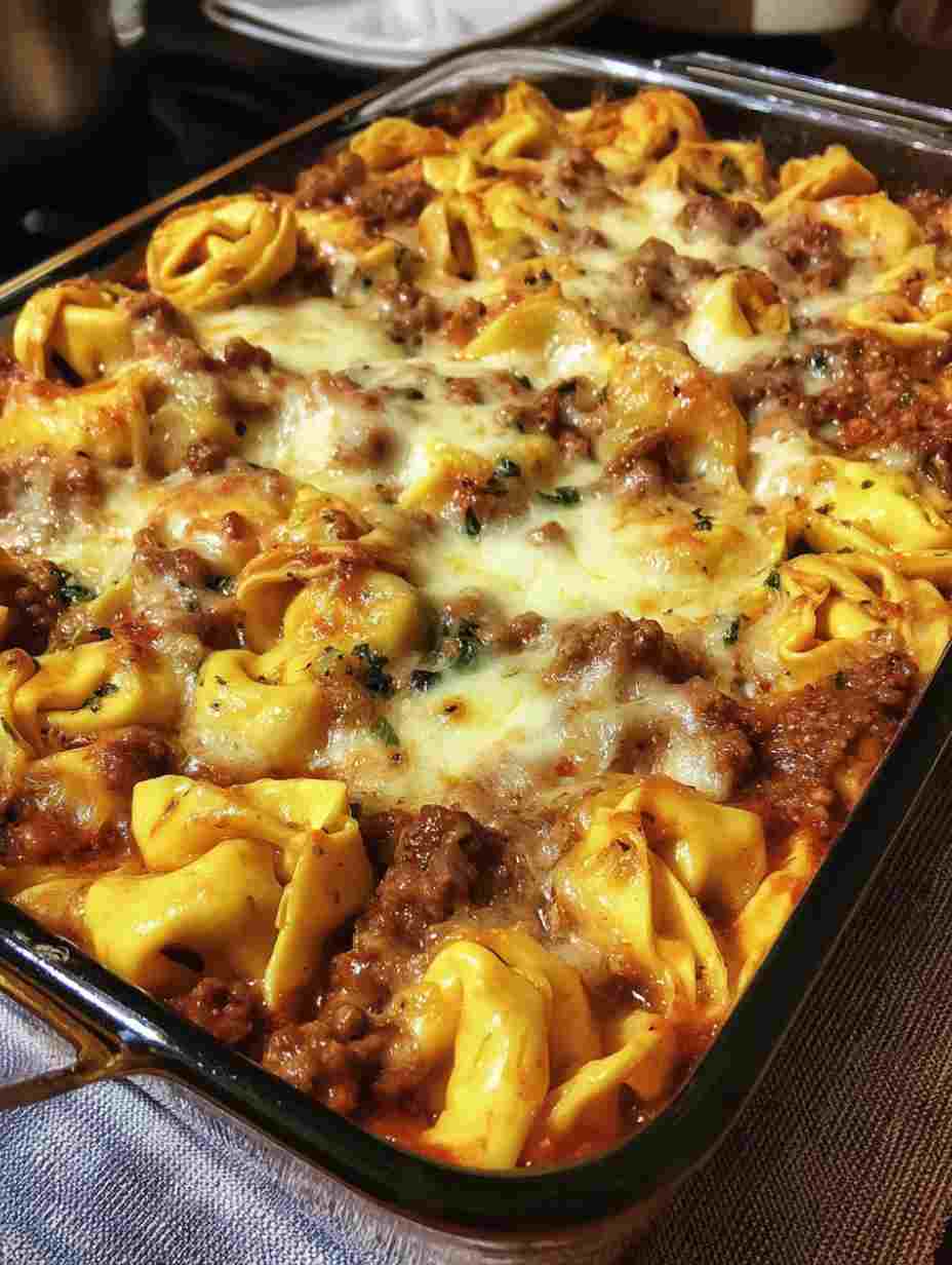 Beef and Cheese Tortellini Bake