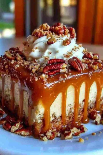 Caramel Butter Pecan Praline Poke Cake