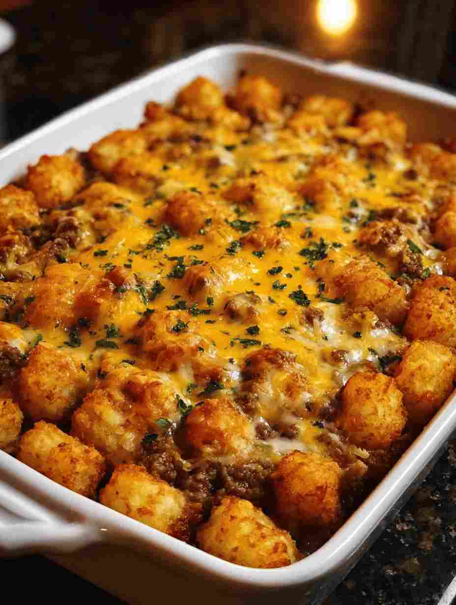 Cheesy Cheeseburger Tater Tot Casserole
