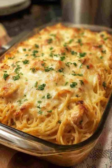 Cheesy Chicken Spaghetti Casserole