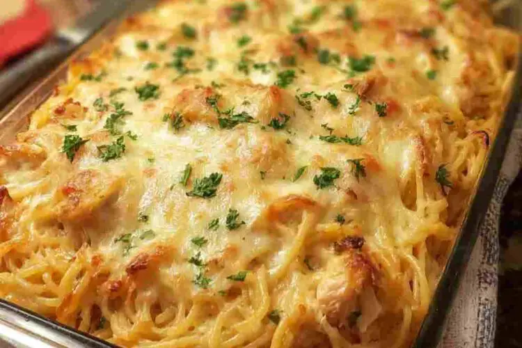 Cheesy Chicken Spaghetti Casserole
