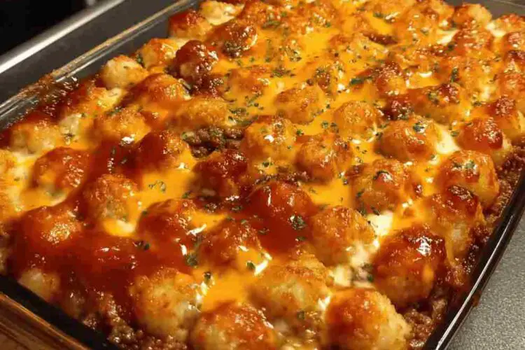 Cheesy Tater Tot Meatloaf Casserole