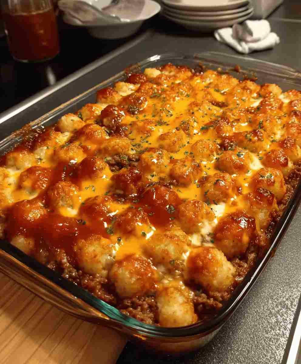 Cheesy Tater Tot Meatloaf Casserole