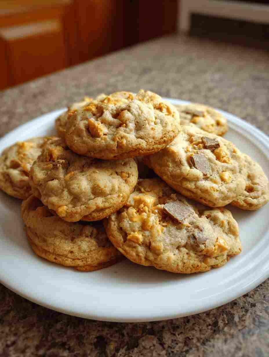 Chewy Peanut Butter Butterfinger Cookies