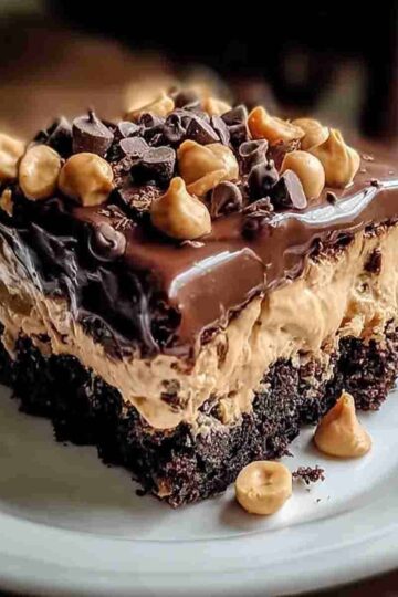 Chocolate Peanut Butter Poke Cake